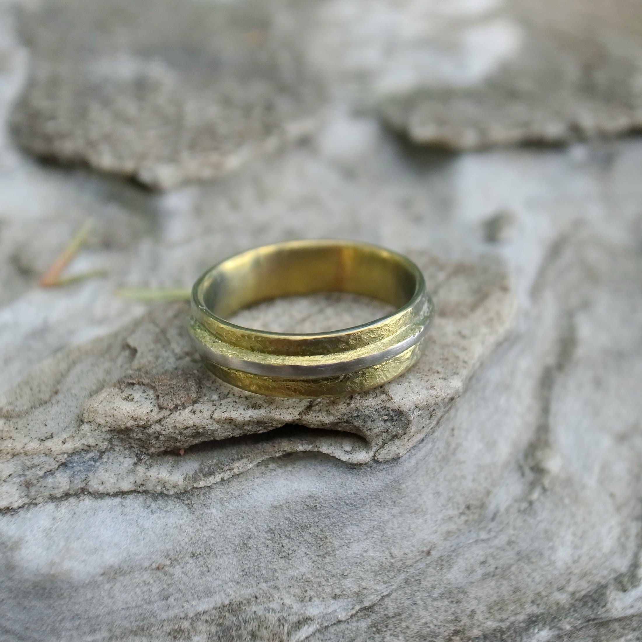 Mens and Womens Wedding Band, Rustic Titanium Ring, Handmade Rugged