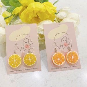 Lemon lime orange fruit slice dangle earrings