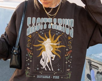 Sagittarius Sweatshirt, Art Nouveau Zodiac Shirt, Retro 70s Astrology Shirt, Zodiac Sign Crewneck, Sagittarius Birthday Gift, Sun Sign Shirt