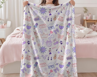 Cobertor de K-pop, presente para meninas, presente para fãs de K-pop, presente de Natal para meninas, presente para filhas, presente para fãs de K-pop, cobertor para amantes de K-pop