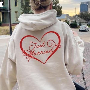Just Married Hoodie, Wedding Shirt, Newlywed Honeymoon Sweatshirt, Bride-to-Be Pullover, Gift For New Bride, Engagement Wedding Keepsake