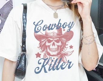Cowboy Killer T Shirt, Western Graphic Comfort Colors Tee, Oversized Retro Graphic Tee, Country Music Shirt, Western Vintage-Style T Shirts