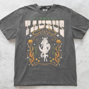 Taurus Zodiac Comfort Colors T Shirt, Retro 70s Art Nouveau Taurus Astrology Tee, Unisex T Shirt, Taurus Birthday Gift Tee, Celestial Gift