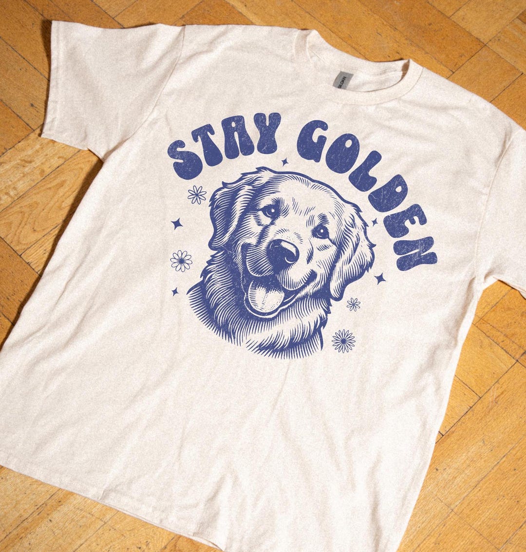 Golden Retriever Stay Golden T Shirt, Funny Retro Dog Vintage Graphic ...