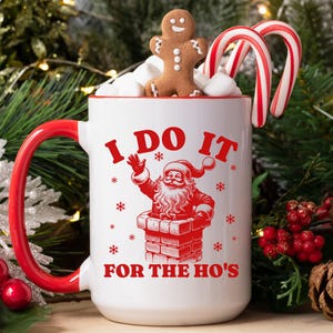 Ich tu es für die Ho's Becher, lustige Weihnachtsbecher, Weihnachtsgeschenk, Kaffee-Liebhaber-Geschenk, Weinlese-Sankt-Becher, Feiertags-Kaffee-Teebecher, Retro-Sanktbecher