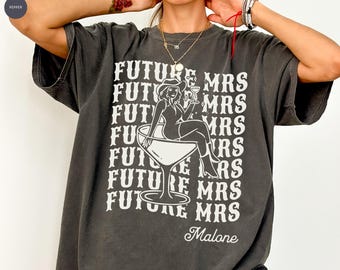 Custom Future Mrs T-Shirt, Retro Western Bride Shirt, Comfort Colors® Personalized Bride Shirt, Cowgirl Bachelorette Tee, Bride-To-Be Gift