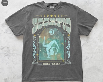 Scorpio Zodiac Vintage Comfort Colors T Shirt, Retro 70s Scorpio Astrology Tee, Oversize Unisex T Shirt, Scorpio Birthday Gift, Zodiac Gift