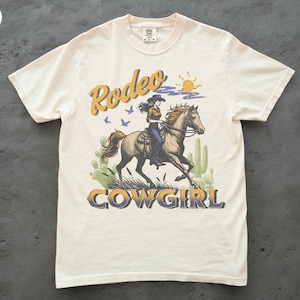 Rodeo Cowgirl T-Shirt, Comfort Colors® Retro Graphic Tee, Vintage Graphic Tee, Vintage Western Shirt, Retro Cowgirl Tee, 90s Cowboy Shirt