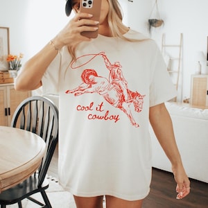 Cool It Cowboy T Shirt, Comfort Colors, Funny Western Cowgirl Retro Graphic Shirt Trendy Rodeo 90s Y2K Vintage Country Western Gift Tee