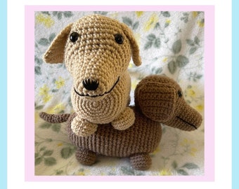 Dachshund Crochet Pattern PDF, Mini-doxin, Mini-dachshund stuffed animal pattern, dog pattern, amigurumi, mini toy pattern. PATTERN ONLY