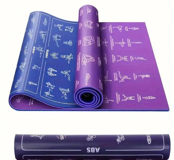 Yoga Mat with Poses | Non-Slip Thick Mat Yoga gift| Yoga Lover Gift | Yoga Gift | Exercise Meditation Mat
