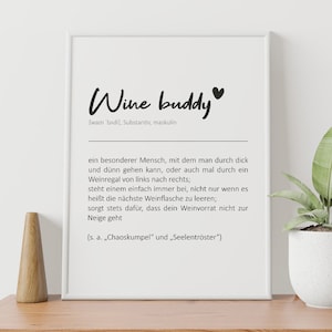 Poster "Wine buddy" to print out yourself DIN A4, IMMEDIATELY last minute gift for wine lovers