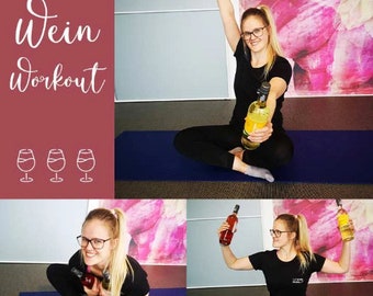 Wein Workout Geschenkkarte zum Ausdrucken, SOFORT verschenken, Workout für Weinliebhaber, Sport & Spaß, Fit werden