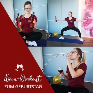 Geburtstags Wein Workout Geschenkkarte zum Ausdrucken, SOFORT verschenken, Workout für Weinliebhaber, Sport & Spaß, Fit werden