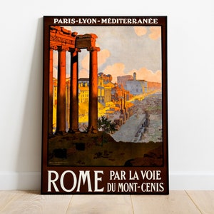 Vintage Rome Poster Italy Mediterranean Vibe Painting of a ruin in brown gold