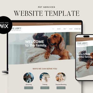 Pet Services Website, Wix Website Template, Website Design for Dog Groomer, Dog Trainer, Doggy Daycare, Pet Care & Boarding, Dog Website