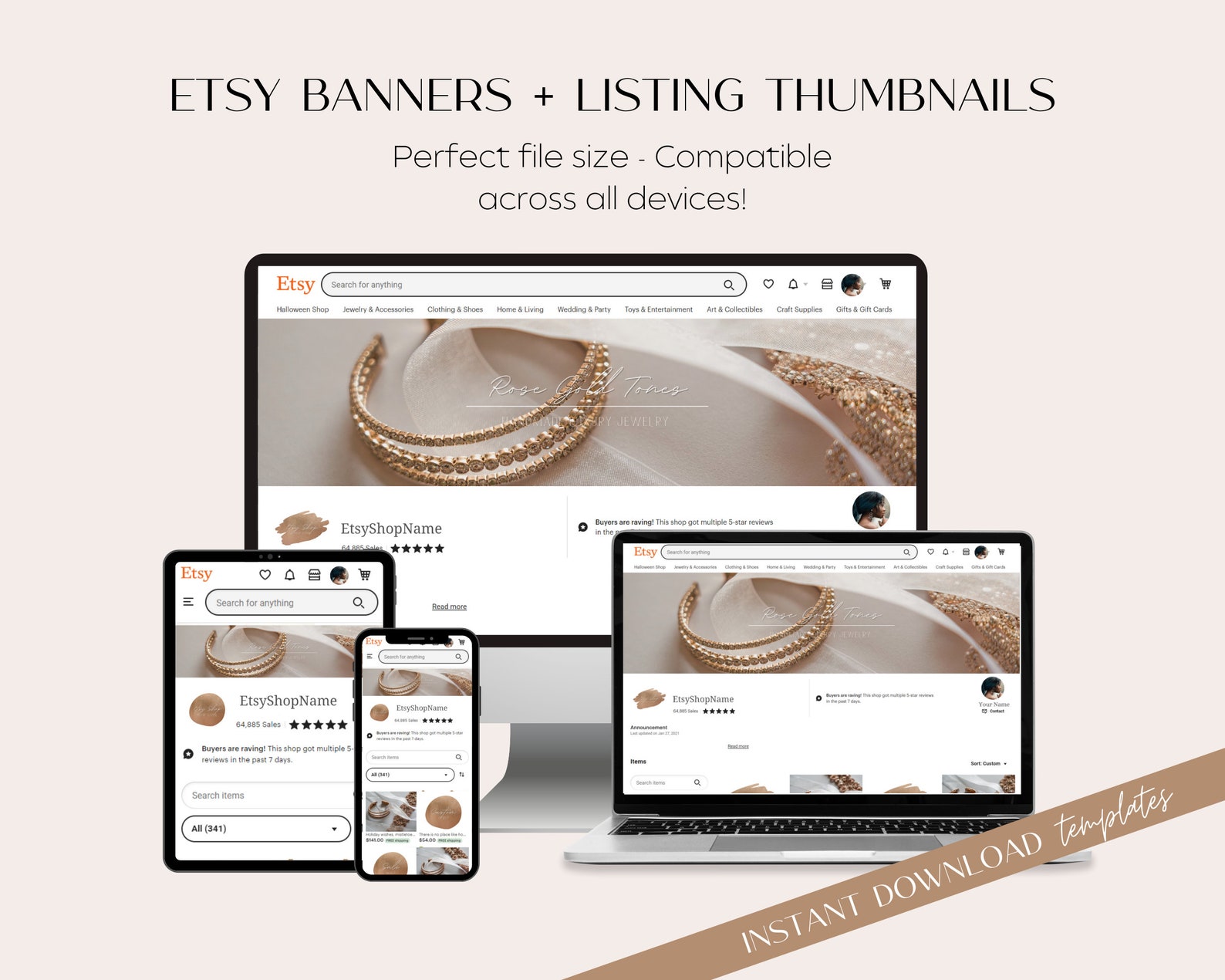 Jewelry Etsy Shop Kit Etsy Shop Banner DIY Canva Template Etsy