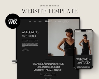 Website Template for Salon, Spa, Hair Stylist, Lash/Brow Artist, Tanning, Wix Website Design, Services Website, Dark Theme, Luxury Website