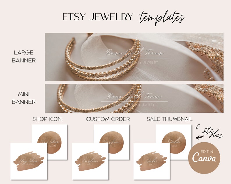 Jewelry Etsy Shop Kit Etsy Shop Banner DIY Canva Template Etsy