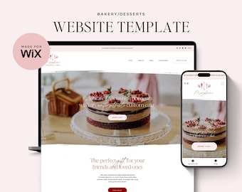 Wix Website Template for Bakery, Pink and Red Website, Feminine Website Template for Custom Cakes, Cookies, Cupcakes, Website Design Wix