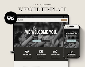 Wix Website Template for Churches, Premade Website Template for Pastors, Preachers, Ministry, Church Website Design