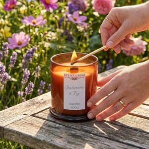 Candle Cashmere & Fig scented Wood Wick Soy Candle vegan non toxic pet safe cat dog friendly hand poured strong scented local seller