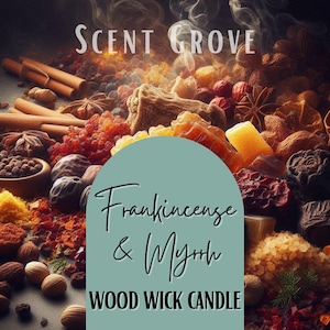 Strong candle Frankincense & Myrrh scented Wood Wick Soy Candle vegan soy non toxic hand poured aussie seller local business