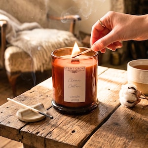 Clean Cotton scented Wood Wick Soy Candle fresh scent long lasting local seller aussie small business hand poured vegan non toxic birthday