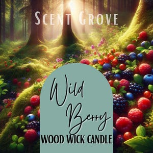 Scented candle Wild Berry Wood Wick Soy Candle crackling natural vegan non toxic fragrance pet cat dog safe birthday christmas gift new home