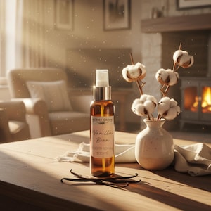 linen spray Vanilla Bean Scented Air Freshener Spray multi purpose for car, home, room aromatherapy deodorizer bathroom pillow hand poured