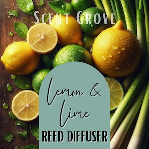 Home fragrances Lemon & Lime Scented Reed Diffuser 200ml matte white large jar handmade strong scented long lasting vegan eco friendly