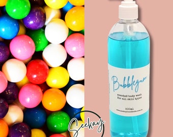 Body Wash, Bubblegum scented liquid soap contains coconut oil and Vitamin E