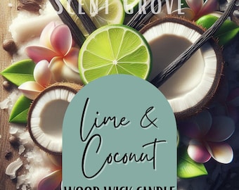 Lime & Coconut scented Wood Wick Soy Candle