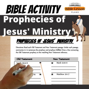 Prophecies of Jesus, Jesus&#39; Ministry, Bible Curriculum, Bible Activity, Bible Printable, Sunday Schoo Printable lesson, Jesus&#39; Life Activity