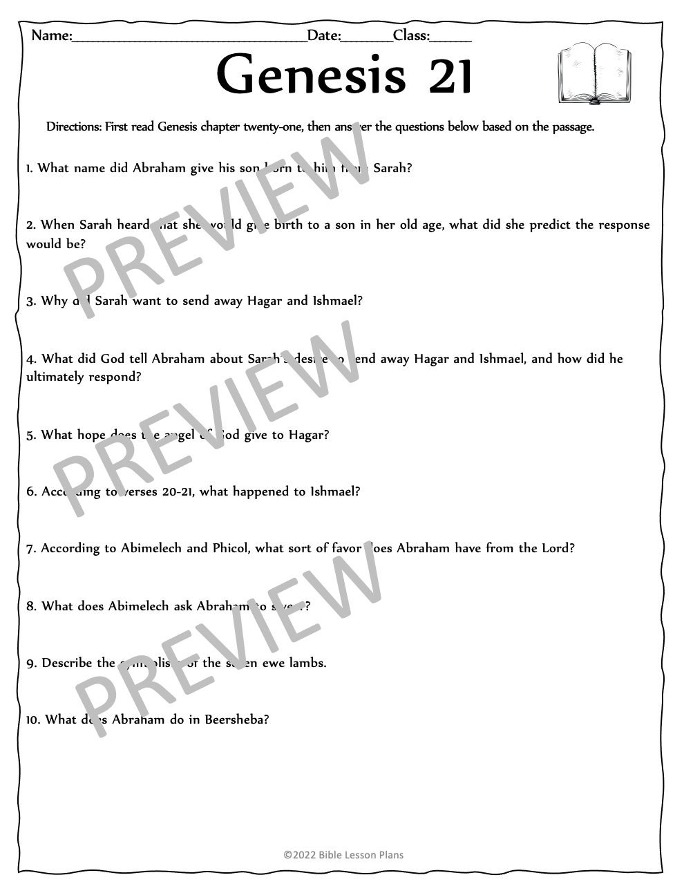Genesis Chapters 21-25 Bible Study Questions (PDF) - Etsy