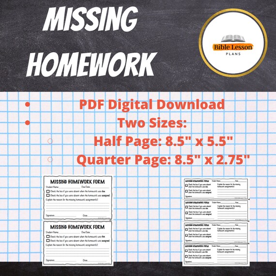 Homework Forms Missing Homework Homework Pass Classroom - Etsy