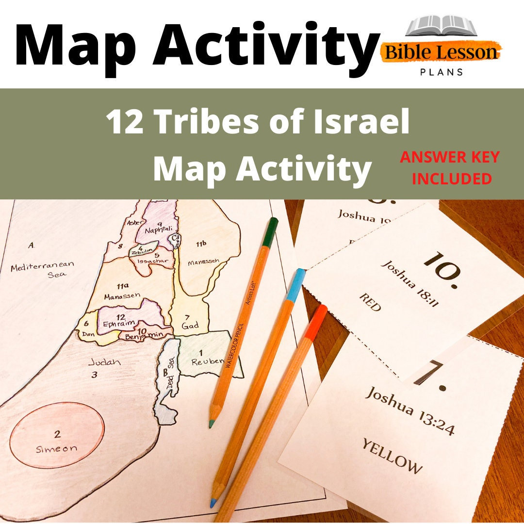 The 12 Tribes of Israel Map Activity, Sunday School, Christian School, Bible Class, Bible Map