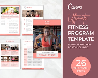 Fitness eBook Template | Fitness Program Canva Template | Fitness Coach Template