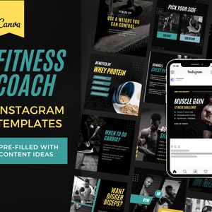 Fitness Coach Instagram Vorlagen | Canva Fitness Instagram Post Vorlagen | Fitness-Content-Ideen