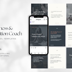 Wellness Coach Instagram Carousel Templates, Nutrition Coach Carousel Templates