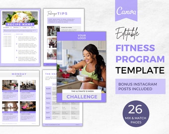 Fitness eBook Vorlage | Canva Workout, Meal Plan Guide (Digitaler Download)