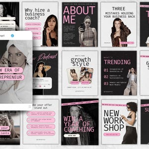 Pink Instagram Templates for Coaches | Canva Coaching Templates | IG Post & Story Pack | Instagram Carousel Templates | Social Media Kit