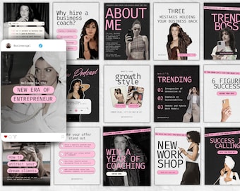 Pink Instagram Templates for Coaches | Canva IG Post & Story Pack (Digital Download)