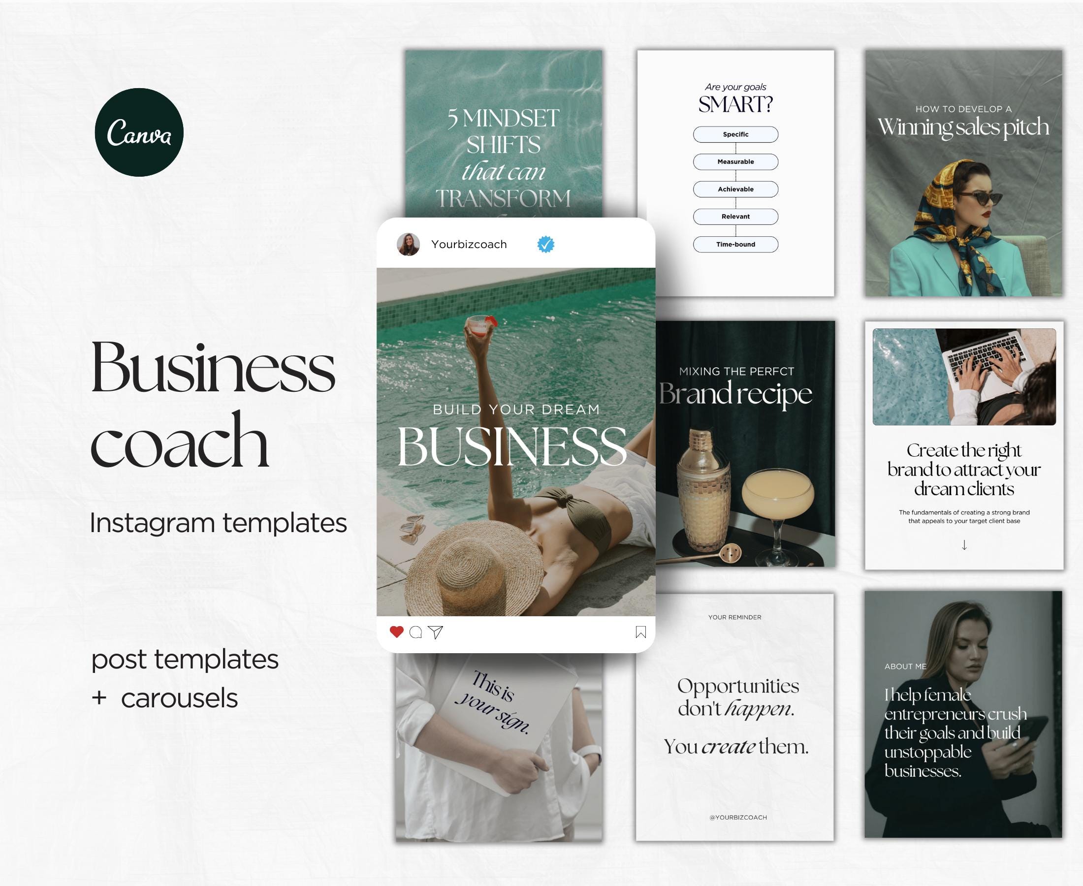 Business Coach Instagram Templates | Entrepreneur Coach Instagram Canva ...