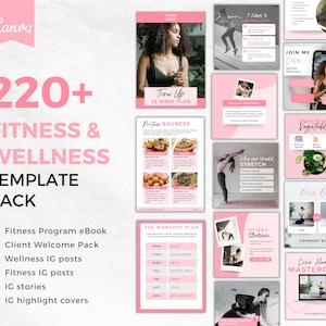 Plus de 220 packs de modèles de remise en forme | Modèles Instagram de remise en forme | Livre électronique du programme de conditionnement physique | Modèles nutritionnels