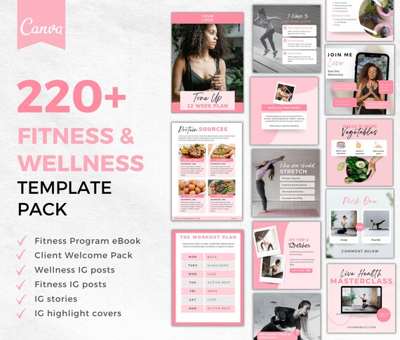 Fitness Template Pack | Instagram, eBook & Nutrition (Canva)