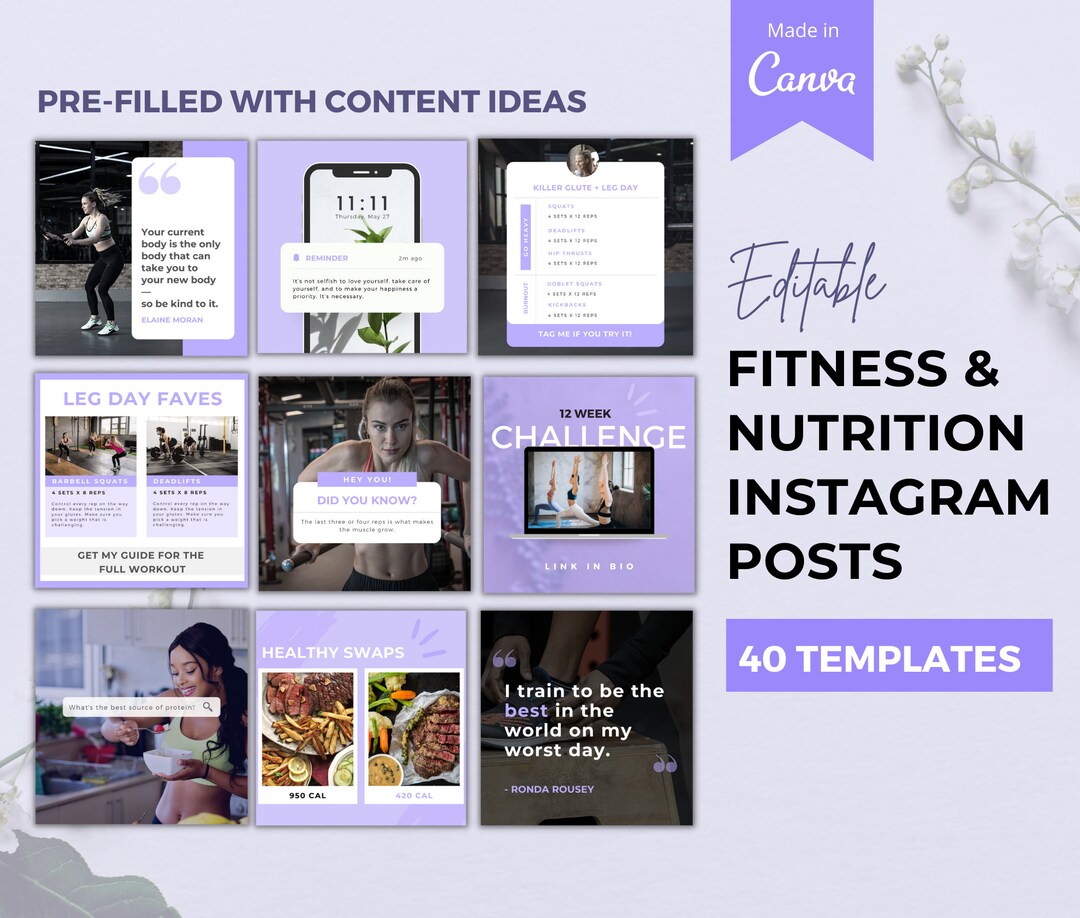 40 Fitness & Nutrition Instagram Templates Instagram Engagement