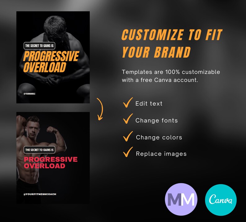 Fitness Coach Instagram Carousel Templates, Nutrition & Muscle Gain, Personal Trainer Templates Canva image 8