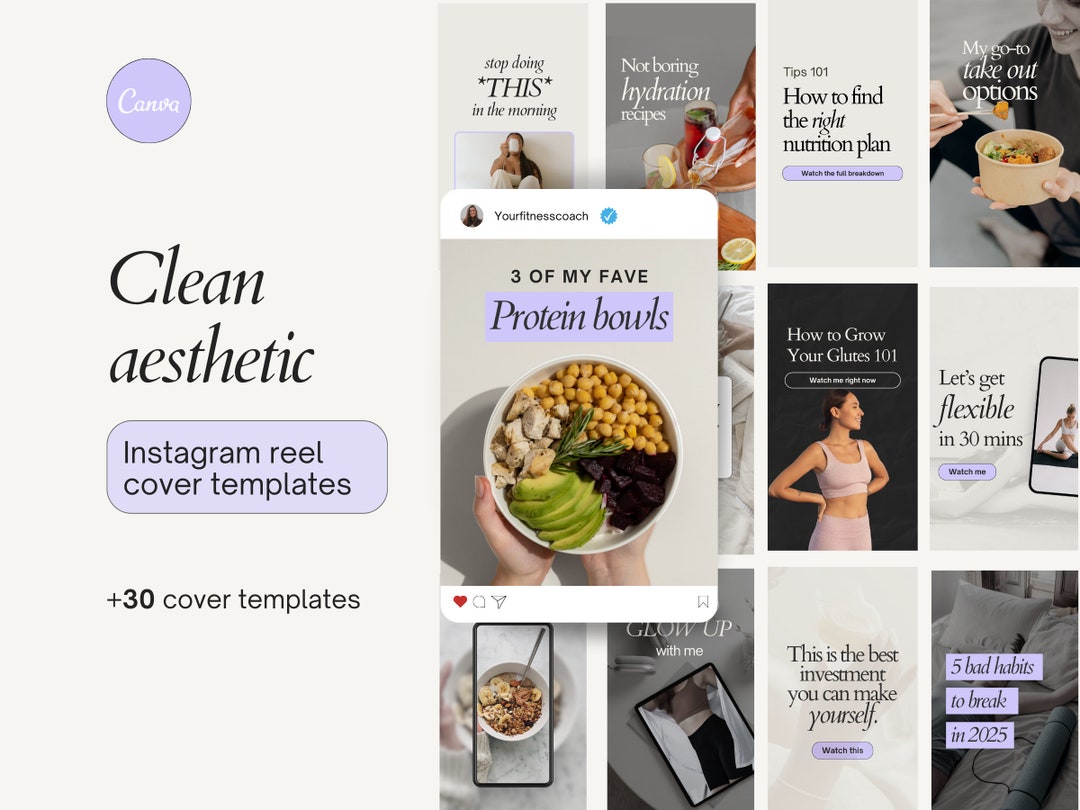 Fitness Instagram Reel Covers, Wellness Coach Templates (canva) - Etsy