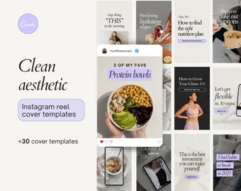 Fitness Instagram Reel Covers, Wellness Coach Templates (Canva)